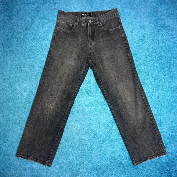 Avirex Jeans Men 34x32 Gray Straight Leg Fits 32x30 Vintage Y2K 100% Cotton